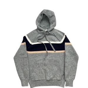 Colorblock Hoodie Sweater Mens Med Gray Kangaroo Pocket Preppy Retro Streetwear
